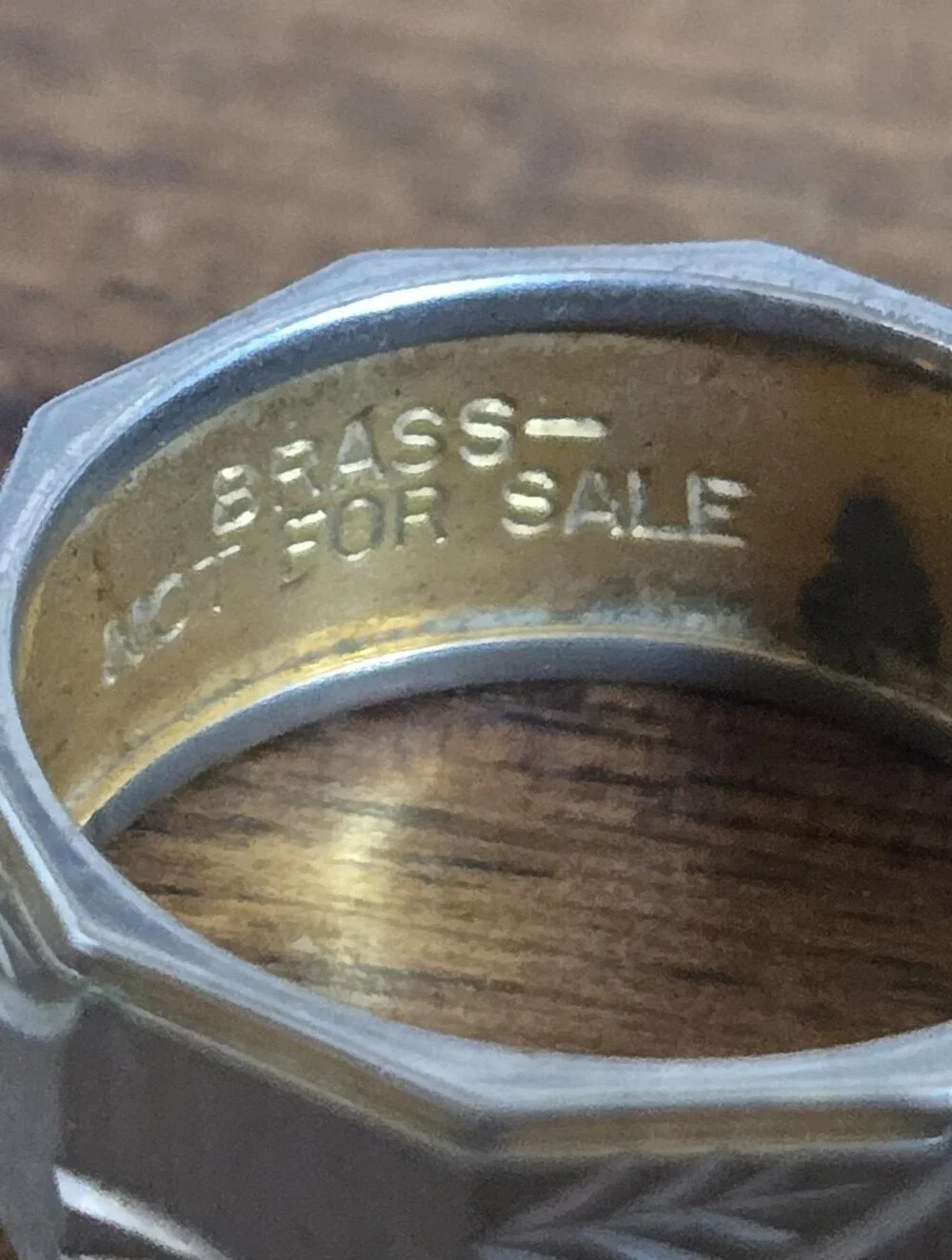 Vintage Brass Not For Sale Sample Ring Engraved Leaf Design Size 6.5 POR000005
